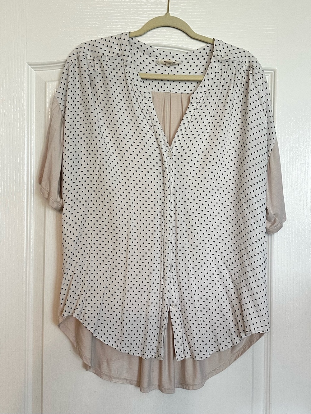 Polka Dot Cream Short-Sleeve Blouse